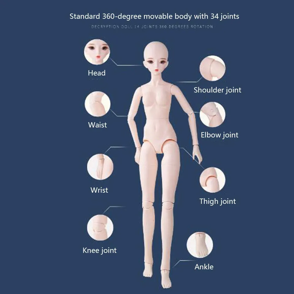 1/3 BJD Dolls with Clothes Outfit Shoes Wig Hair Makeup 23.6'' 34 Ball Joints SD Dolls for Girls Gift and Dolls Collection