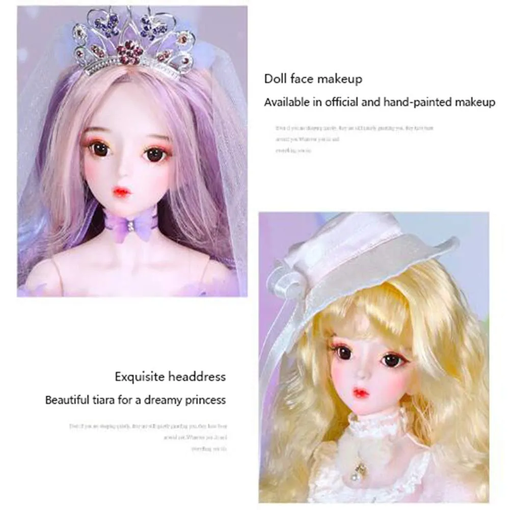 1/3 BJD Dolls with Clothes Outfit Shoes Wig Hair Makeup 23.6'' 34 Ball Joints SD Dolls for Girls Gift and Dolls Collection
