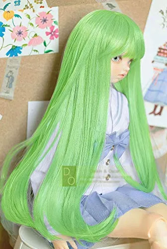 1/4 7-8" 18-20cm Bjd Doll Hair Wig Long Straight Layer Roll Inside Tips Sweet Green Styled