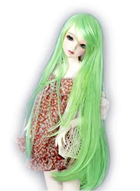 1/4 7-8" 18-20cm Bjd Doll Hair Wig Long Straight Layer Roll Inside Tips Sweet Green Styled