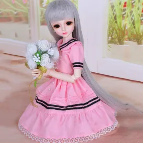 1/4 BJD Doll Bory, SD Dolls 15 Inch 19 Ball Jointed Doll DIY Toys with Full Set Clothes Shoes Wig Makeup, Best Gift for Girls,E