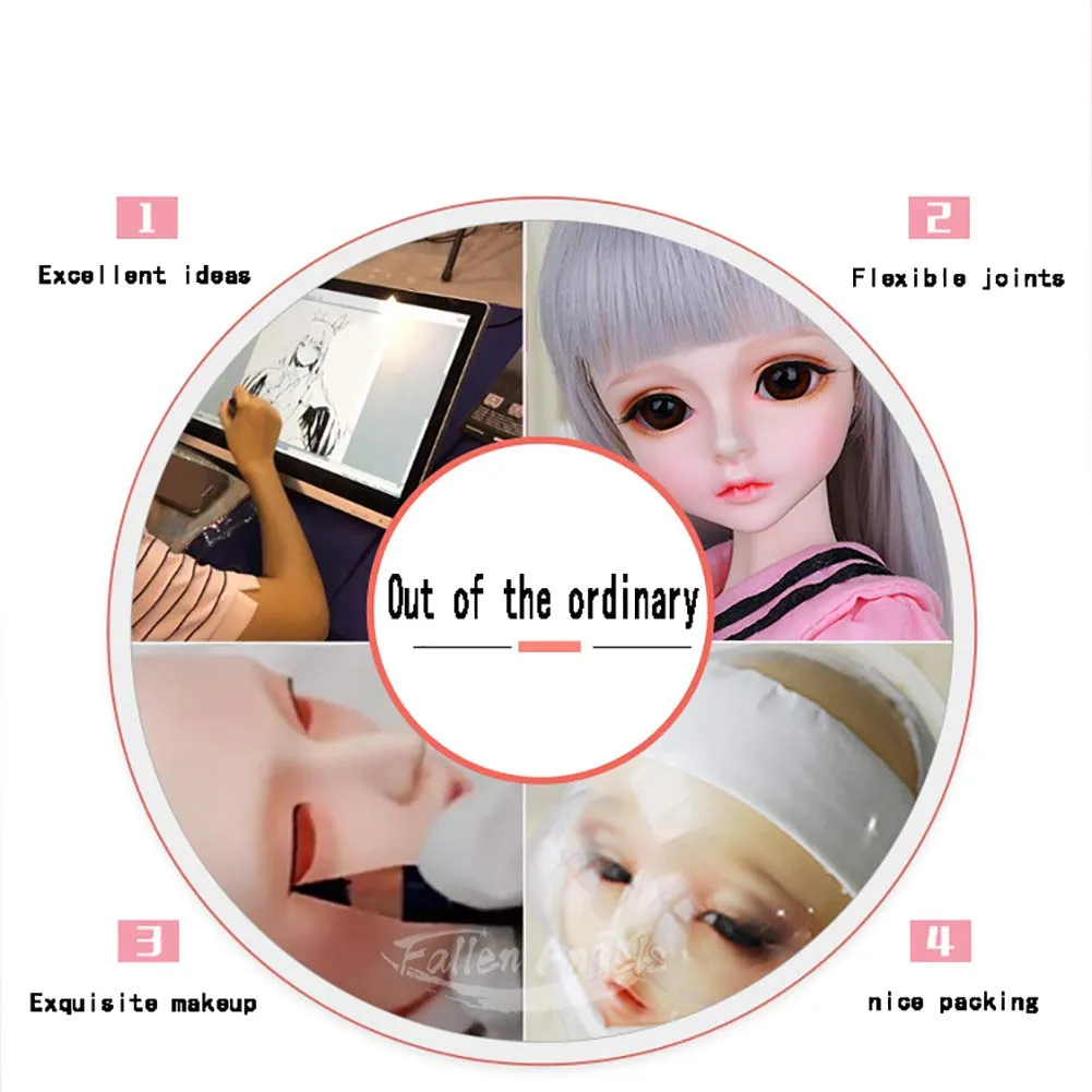 1/4 BJD Doll Bory, SD Dolls 15 Inch 19 Ball Jointed Doll DIY Toys with Full Set Clothes Shoes Wig Makeup, Best Gift for Girls,E