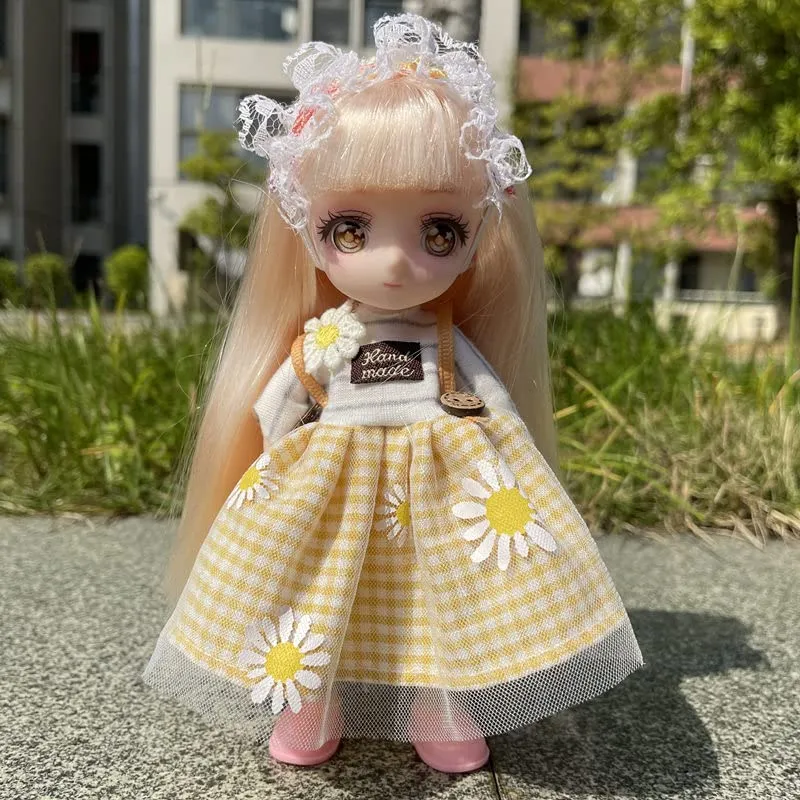 1/8 6.3 Inch Doll 13 Movable Joints Dress Up Cartoon Comic Eye with Clothes Toys Dolls