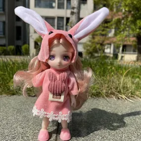 1/8 6.3 Inch Doll 13 Movable Joints Dress Up Cartoon Comic Eye with Clothes Toys Dolls