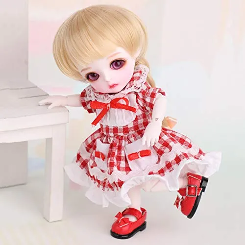 1/8 BJD Doll SD Dolls 16CM/6.29" Movable Joints with Hair Makeup Gift Collection Christmas Decoration Fashion Handmade Doll Can Changed Makeup and Dress DIY