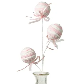 24" Chenille Ball Spray: Pink & White