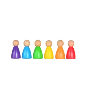 6 Rainbow Peg Dolls Set