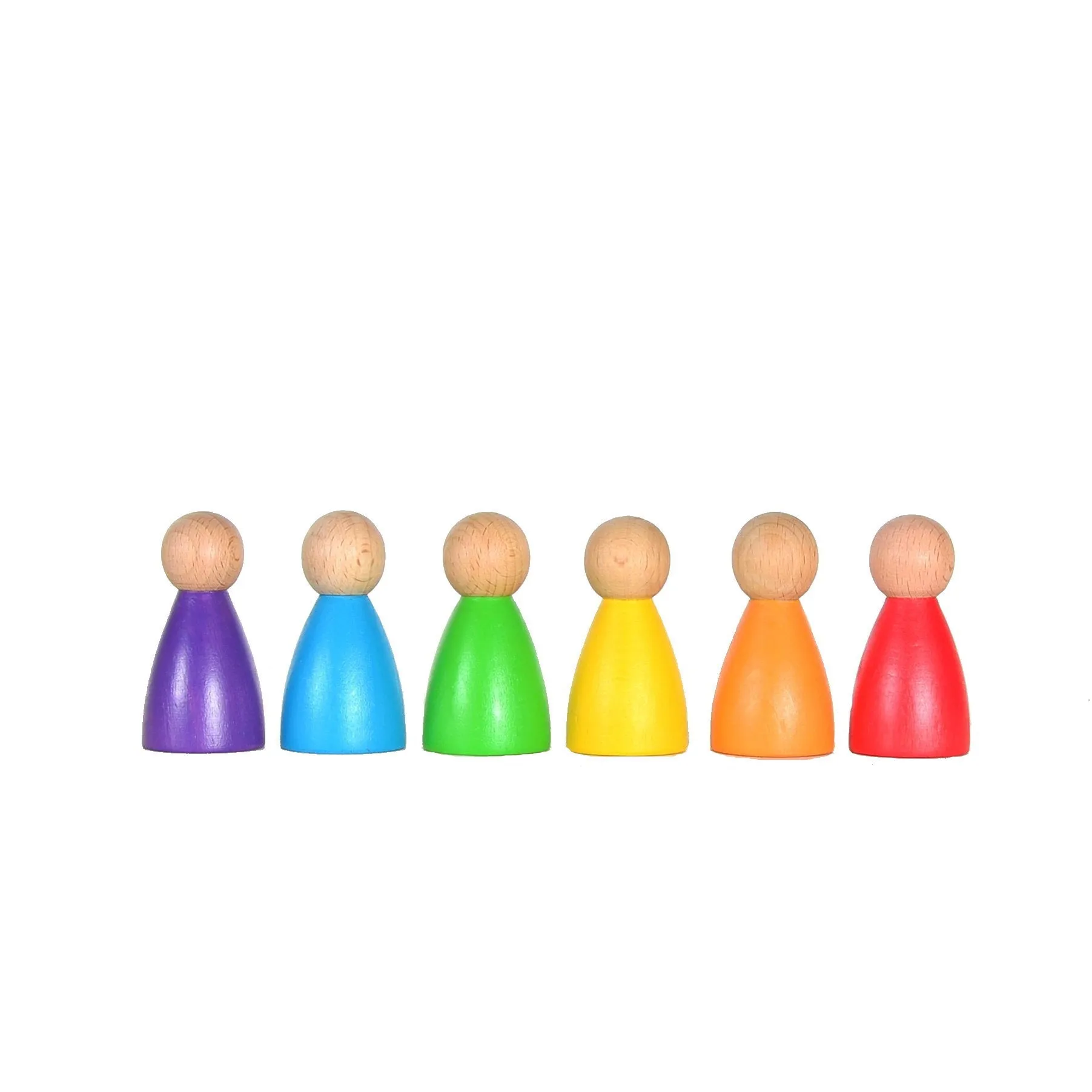 6 Rainbow Peg Dolls Set