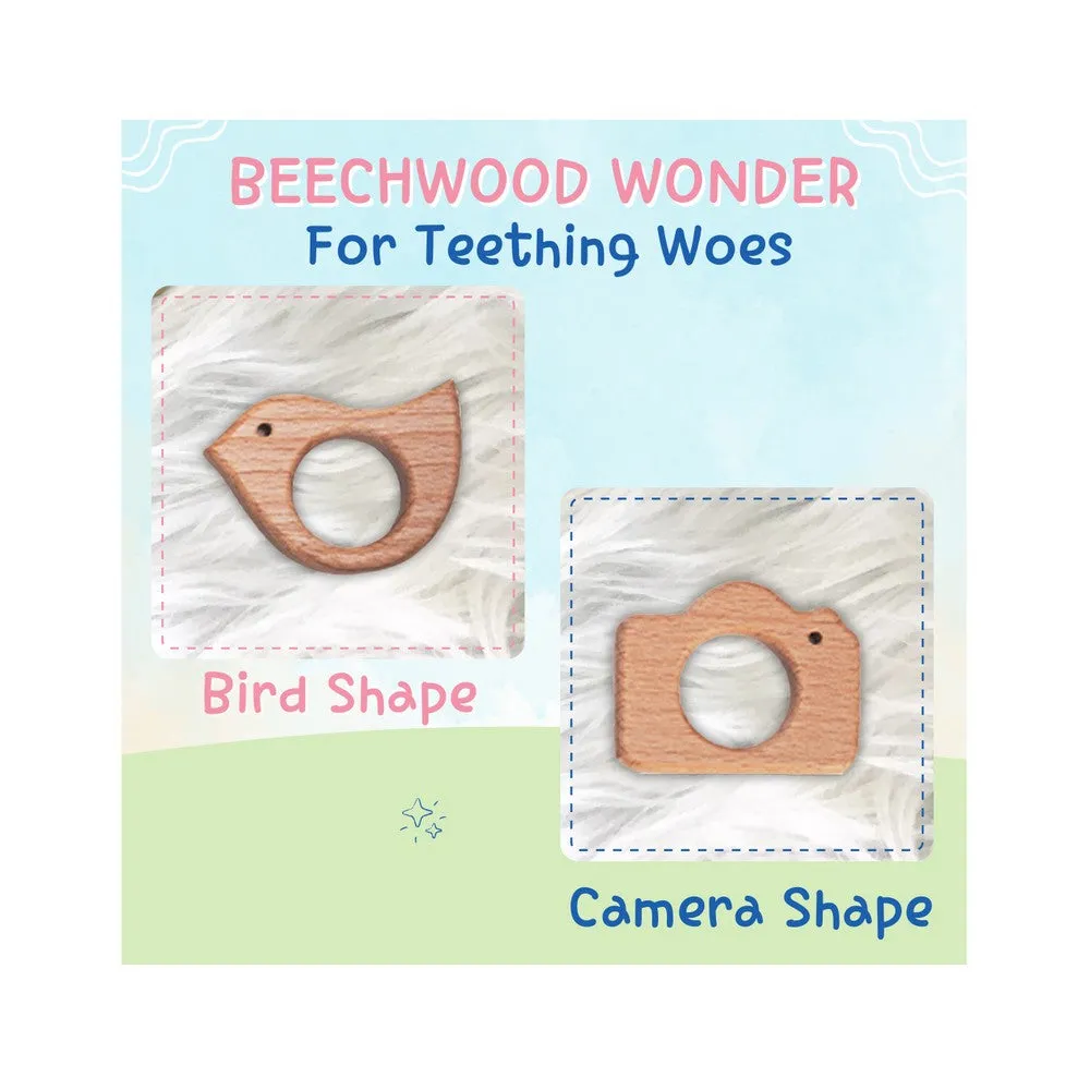 Baby Natural Steam Beech Wooden Teethers - Pack Of 2
