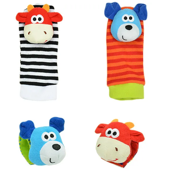 Baby Soft Rattle Toys for Hands and Feet, Wrist and Sock Rattles, Multicolor
