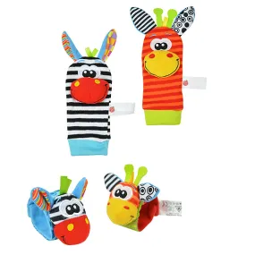 Baby Soft Rattle Toys for Hands and Feet, Wrist and Sock Rattles, Multicolor
