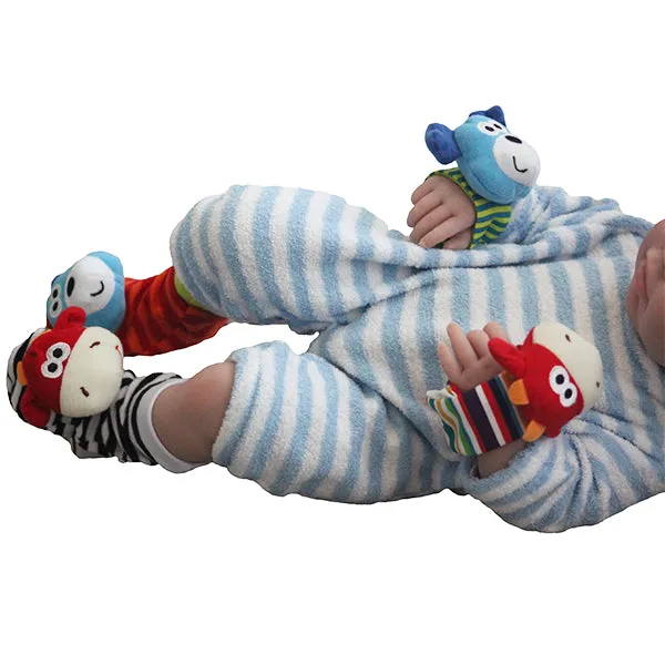 Baby Soft Rattle Toys for Hands and Feet, Wrist and Sock Rattles, Multicolor
