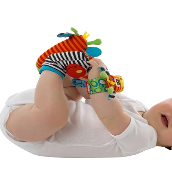 Baby Soft Rattle Toys for Hands and Feet, Wrist and Sock Rattles, Multicolor