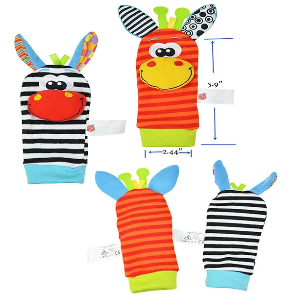 Baby Soft Rattle Toys for Hands and Feet, Wrist and Sock Rattles, Multicolor