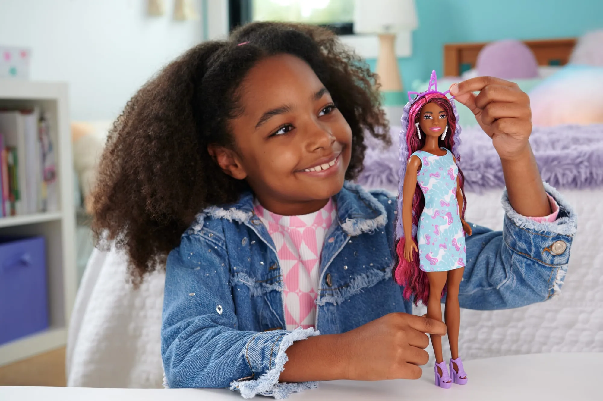 Barbie Fun & Fancy Hair Doll With Extra-Long Colorful Black Hair And Styling Accessories