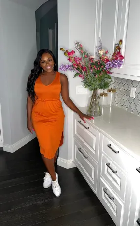 Basic Chill Day Midi Dress (Orange)