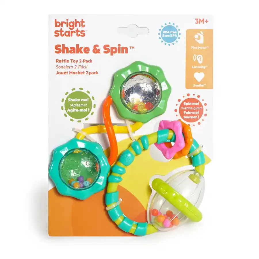 Bright Starts Shake & Spin 2 Piece Rattle & Teether Set