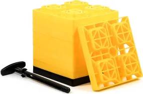 Camco 44512 FasTen Leveling Blocks - w / T-Handle,2x2,Yellow 10 pack