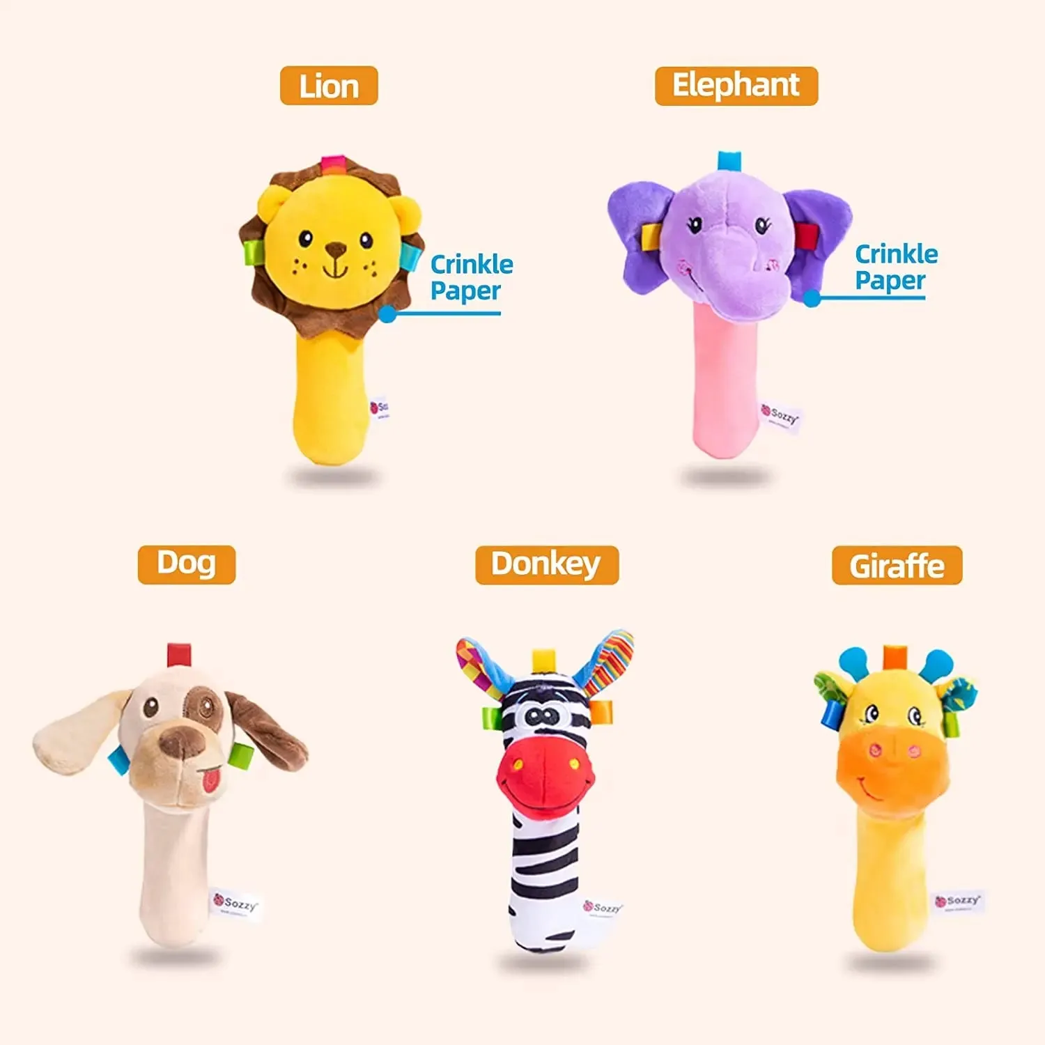 Cartoon Plush Animal Rattle
