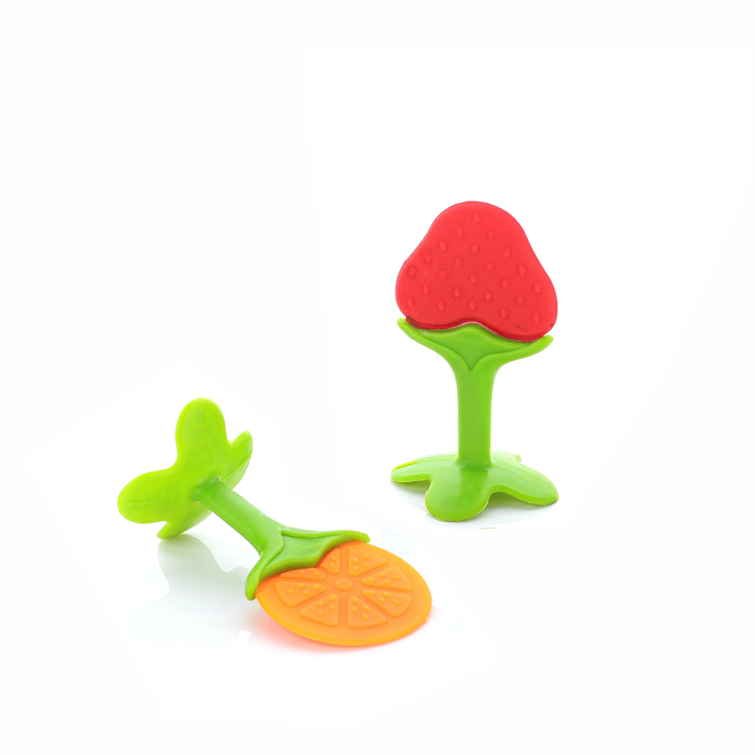 Chanak Baby Silicone Fruit Teether for Toddlers (Orange & Red)
