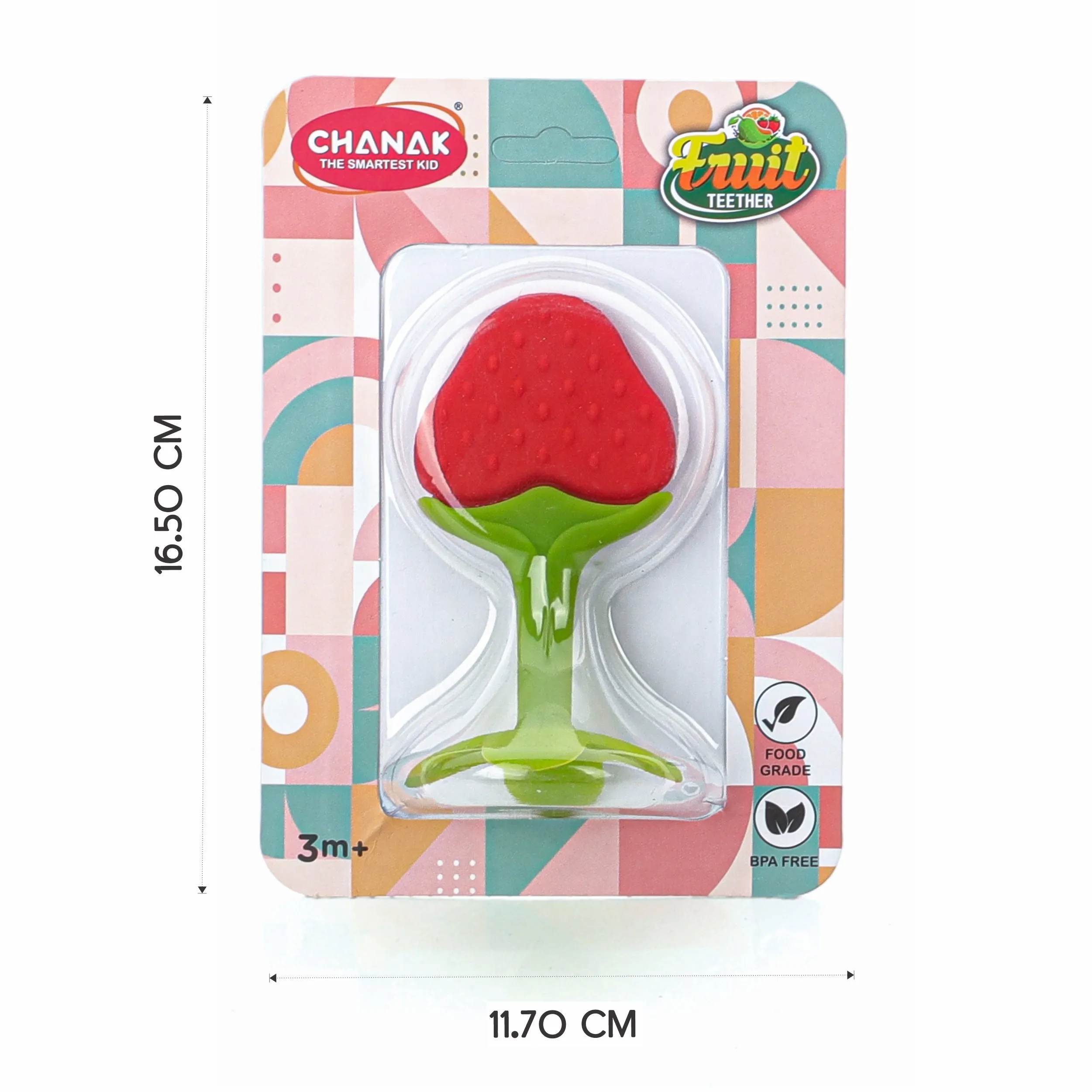 Chanak Baby Silicone Fruit Teether for Toddlers (Orange & Red)