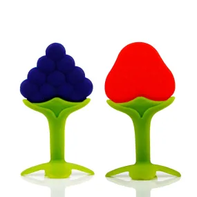 Chanak Baby Silicone Fruit Teether for Toddlers (Red & Blue)