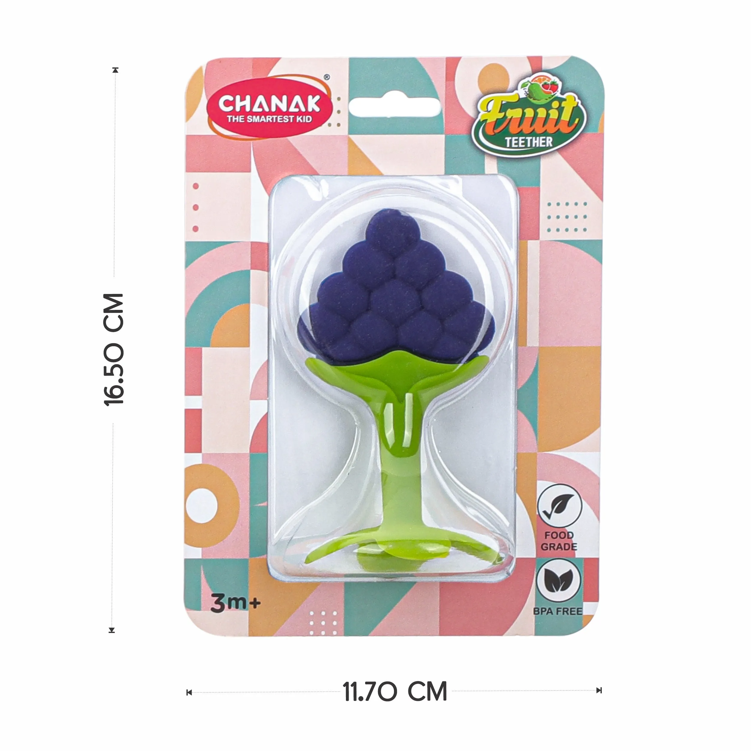 Chanak Baby Silicone Fruit Teether for Toddlers (Red & Blue)