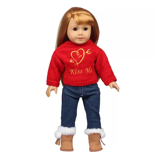 Charming 18-Inch Doll Autumn Costume Set for Travel Adventures
