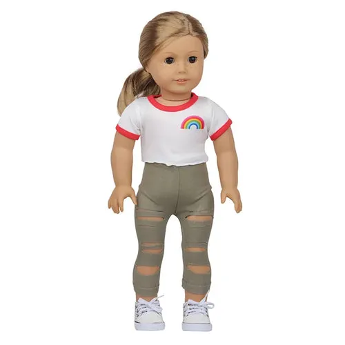 Charming 18-Inch Doll Autumn Costume Set for Travel Adventures