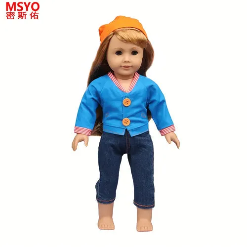 Charming 18-Inch Doll Autumn Costume Set for Travel Adventures
