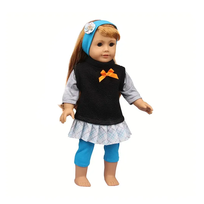 Charming 18-Inch Doll Autumn Costume Set for Travel Adventures