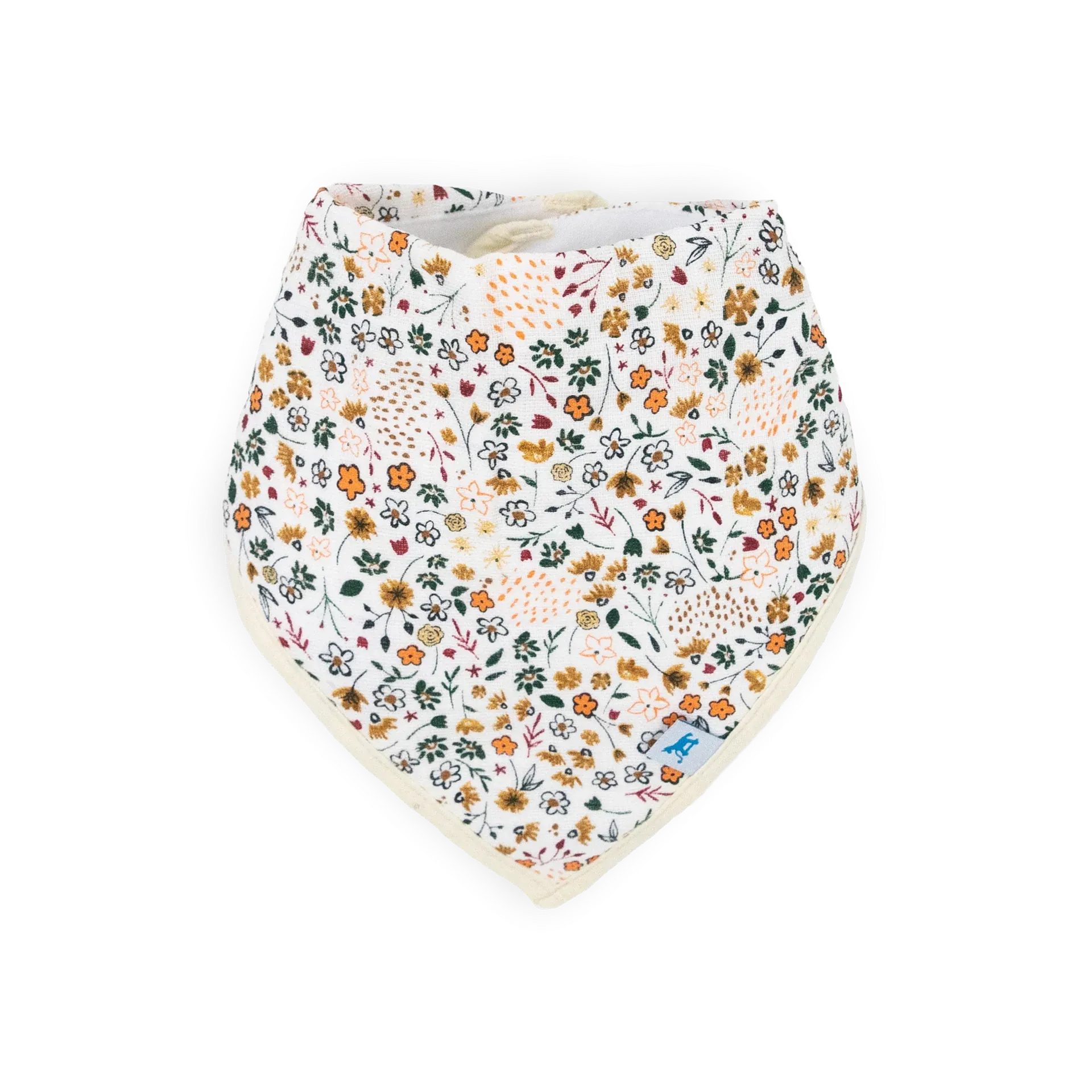 Cotton Muslin   Fleece Bandana Bib 4 Pack - Pressed Petals