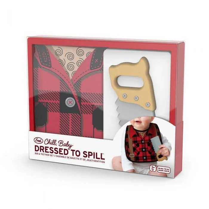 Dressed to Spill Bib   Teether Set - Buffalo Plaid by Fred   Friends