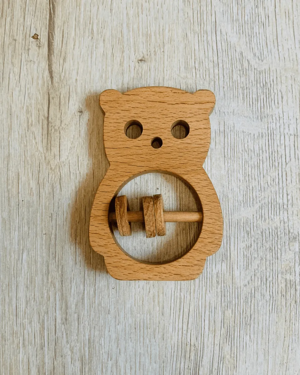 EarthyTweens Beech Wood Rattle & Neem Wood Teethers (Set Of 3)