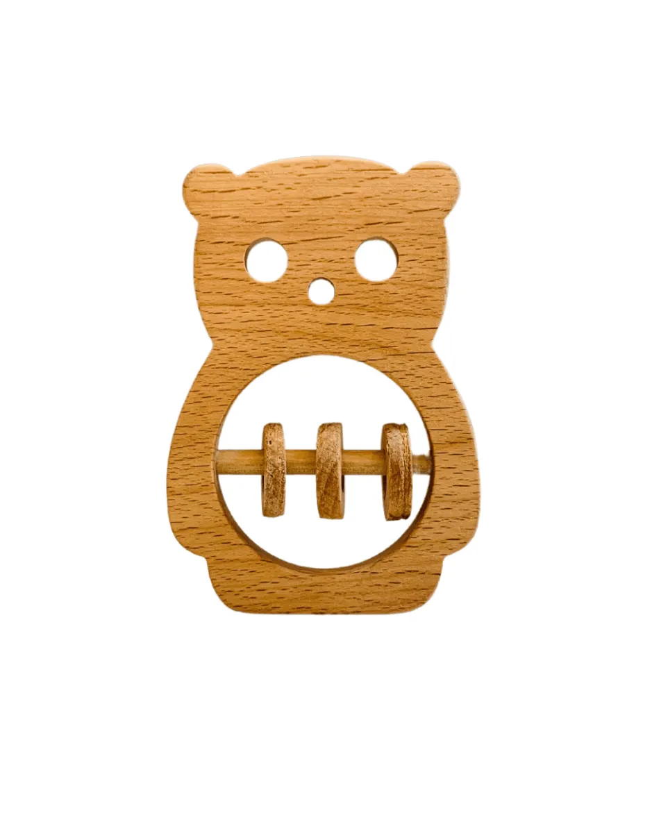 EarthyTweens Beech Wood Rattle & Neem Wood Teethers (Set Of 3)