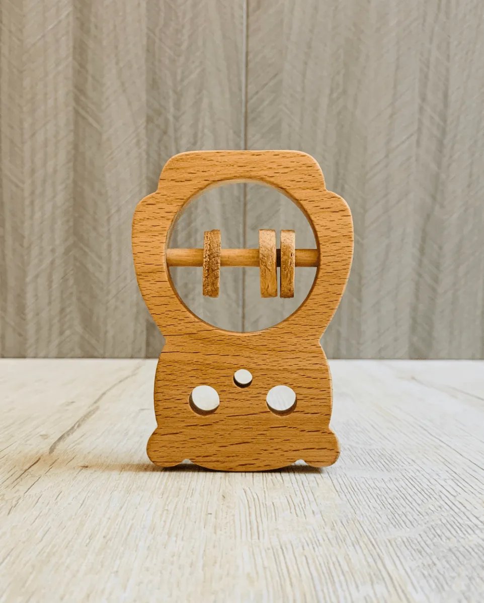 EarthyTweens Beech Wood Rattle & Neem Wood Teethers (Set Of 3)
