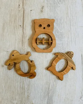 EarthyTweens Beech Wood Rattle & Neem Wood Teethers (Set Of 3)