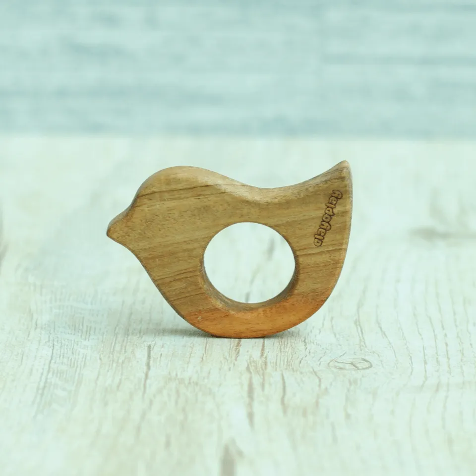 Earthytweens Neem Wood Teethers Set Of 3 (Bird Bunny Cloud)