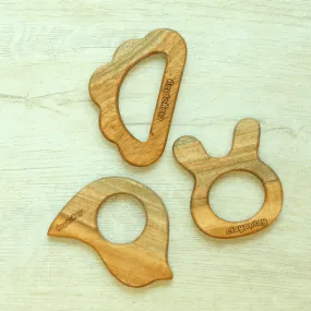 Earthytweens Neem Wood Teethers Set Of 3 (Bird Bunny Cloud)