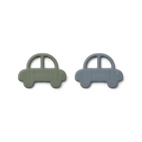 Geo Teether 2 Pack - Car faune green/blue wave