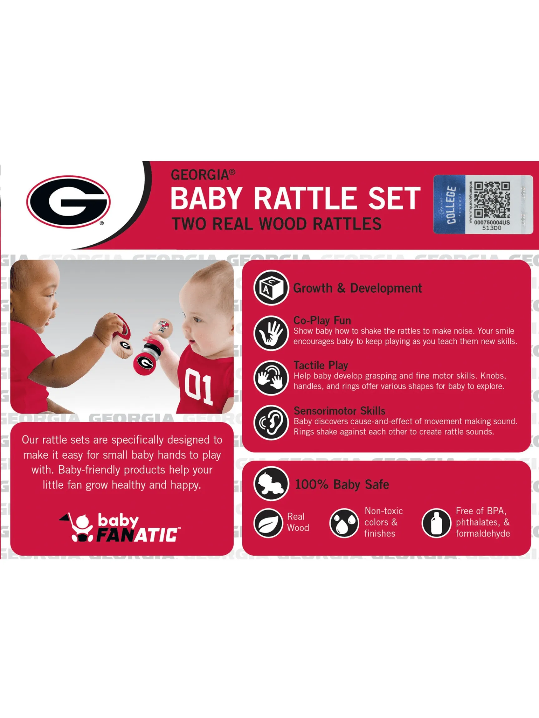 Georgia Bulldogs - Baby Rattles 2-Pack