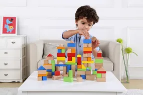 Kids Wooden stacking building Blocks 100 Pcs - Rec. Age: 24 months  