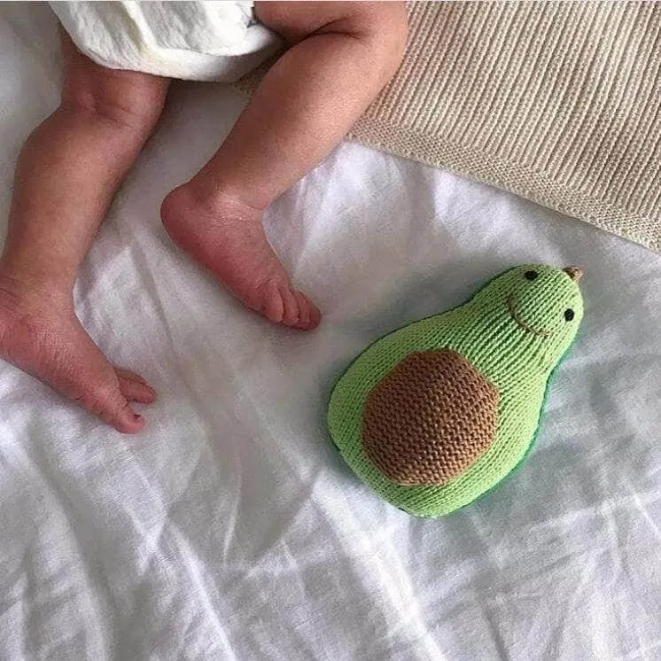 Knit Baby Rattle Avocado