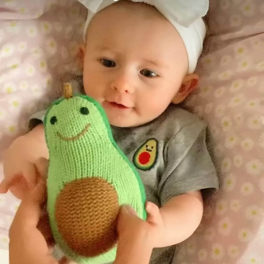 Knit Baby Rattle Avocado