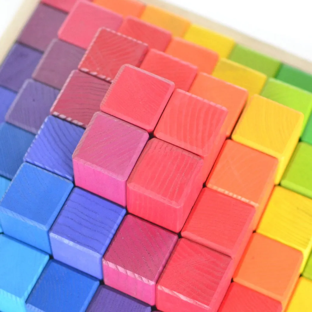 Large Stepped Pyramid of Wooden Building Blocks, 64 Piece Learning Set
