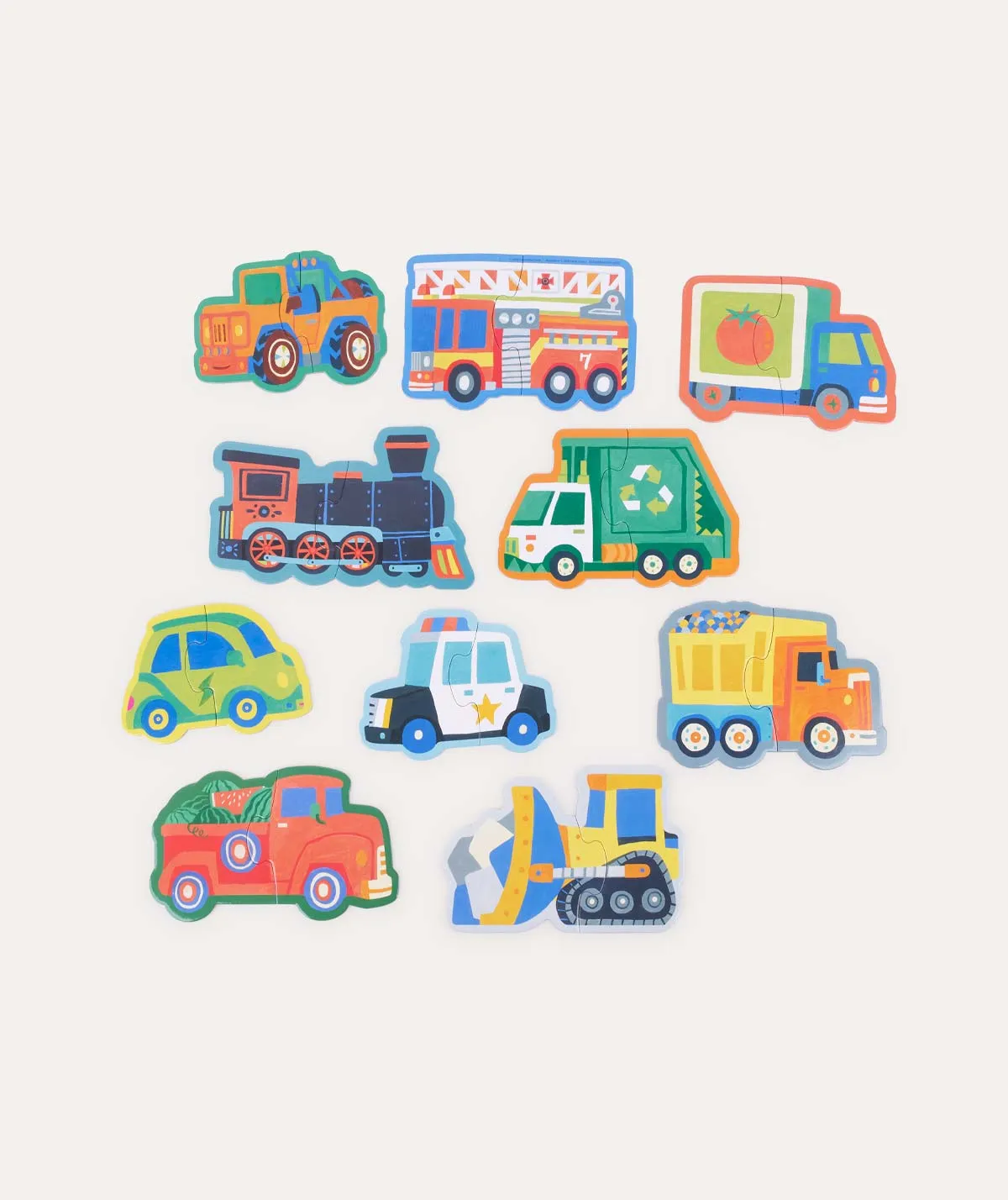 Let's Begin 2 Piece Puzzles Vehicles - Multi