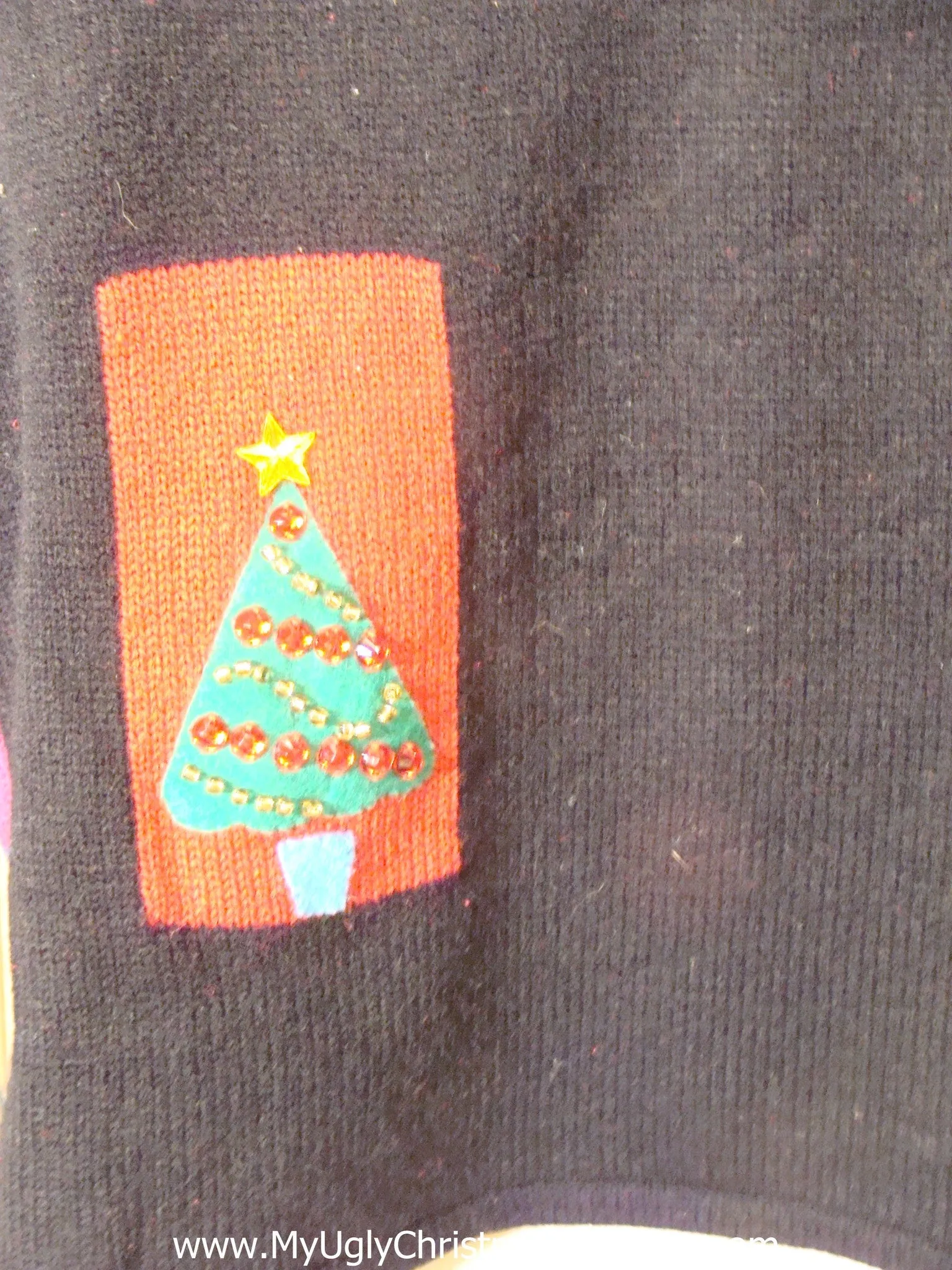 Light Up Christmas Sweater Colorblock Bling Trees