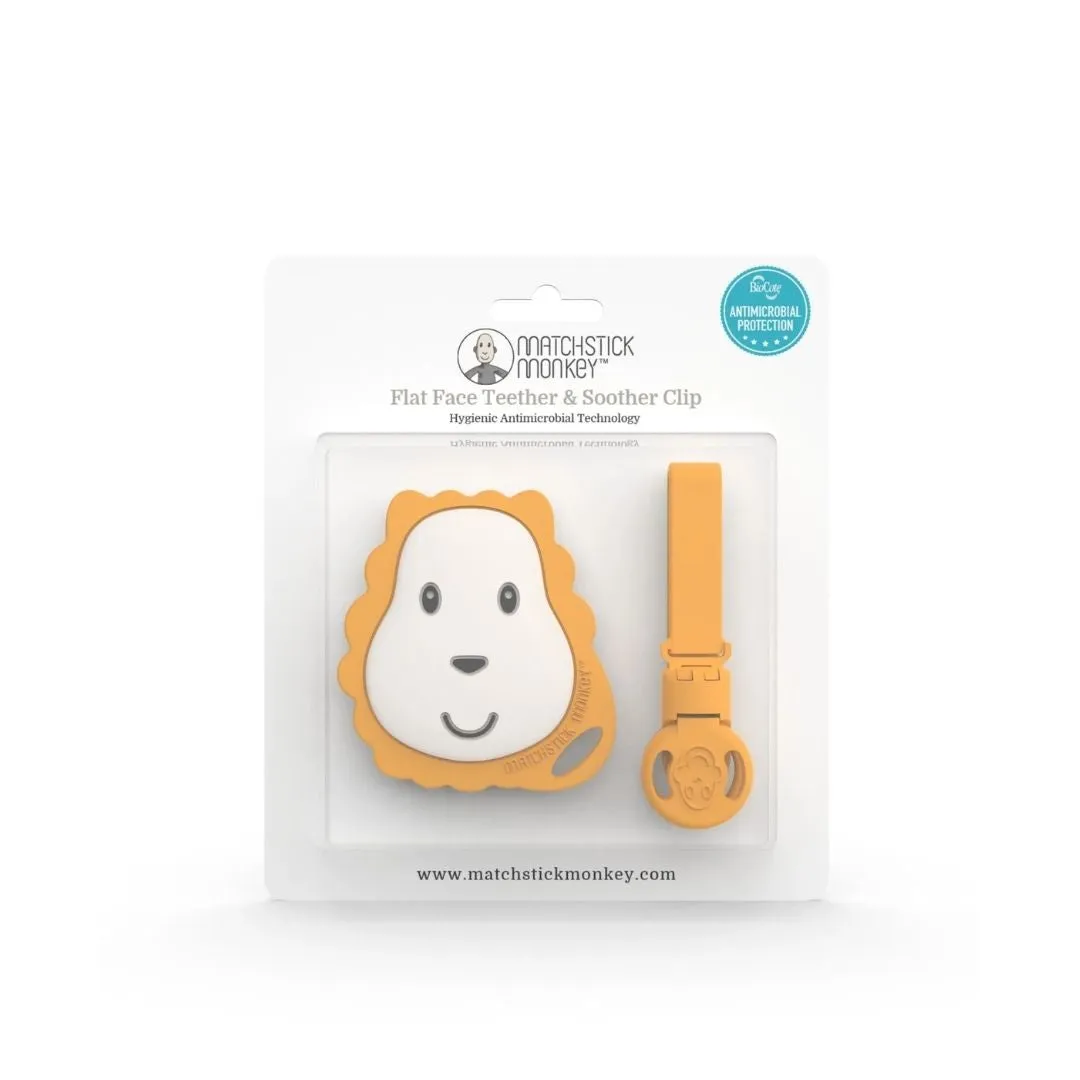 Matchstick Monkey Flat Face Teether & Soother Clip Gift Set