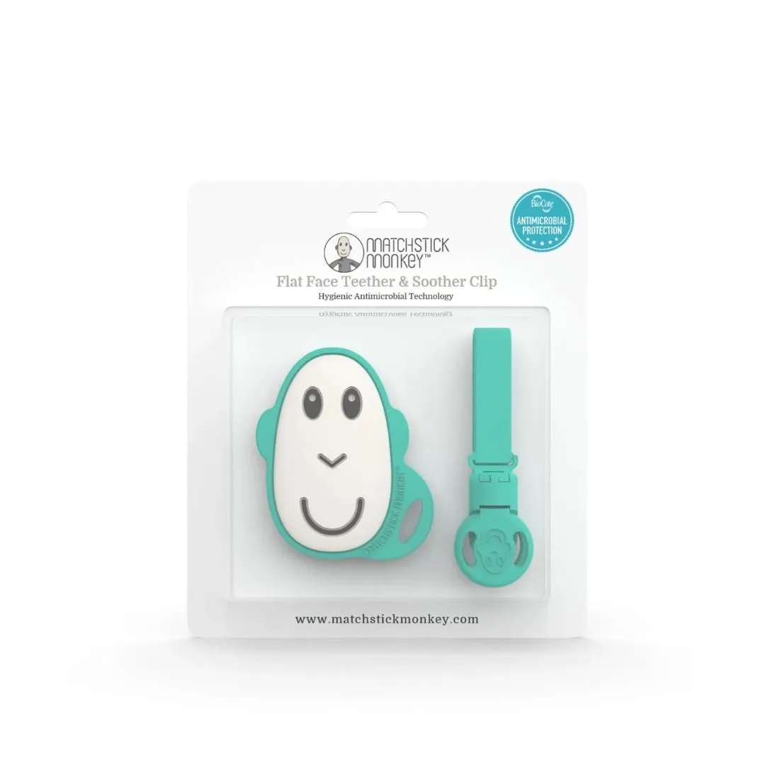 Matchstick Monkey Flat Face Teether & Soother Clip Gift Set