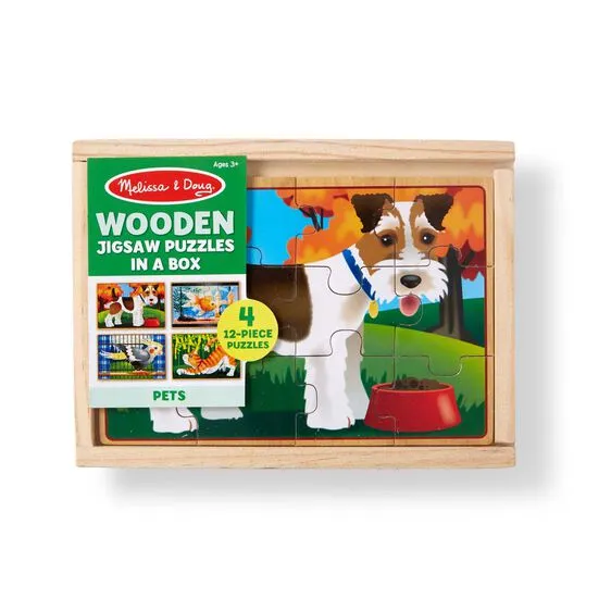 Melissa & Doug Pets Wooden Jigsaw Puzzles in a Box 4 Puzzles # 3790 Ages 3 
